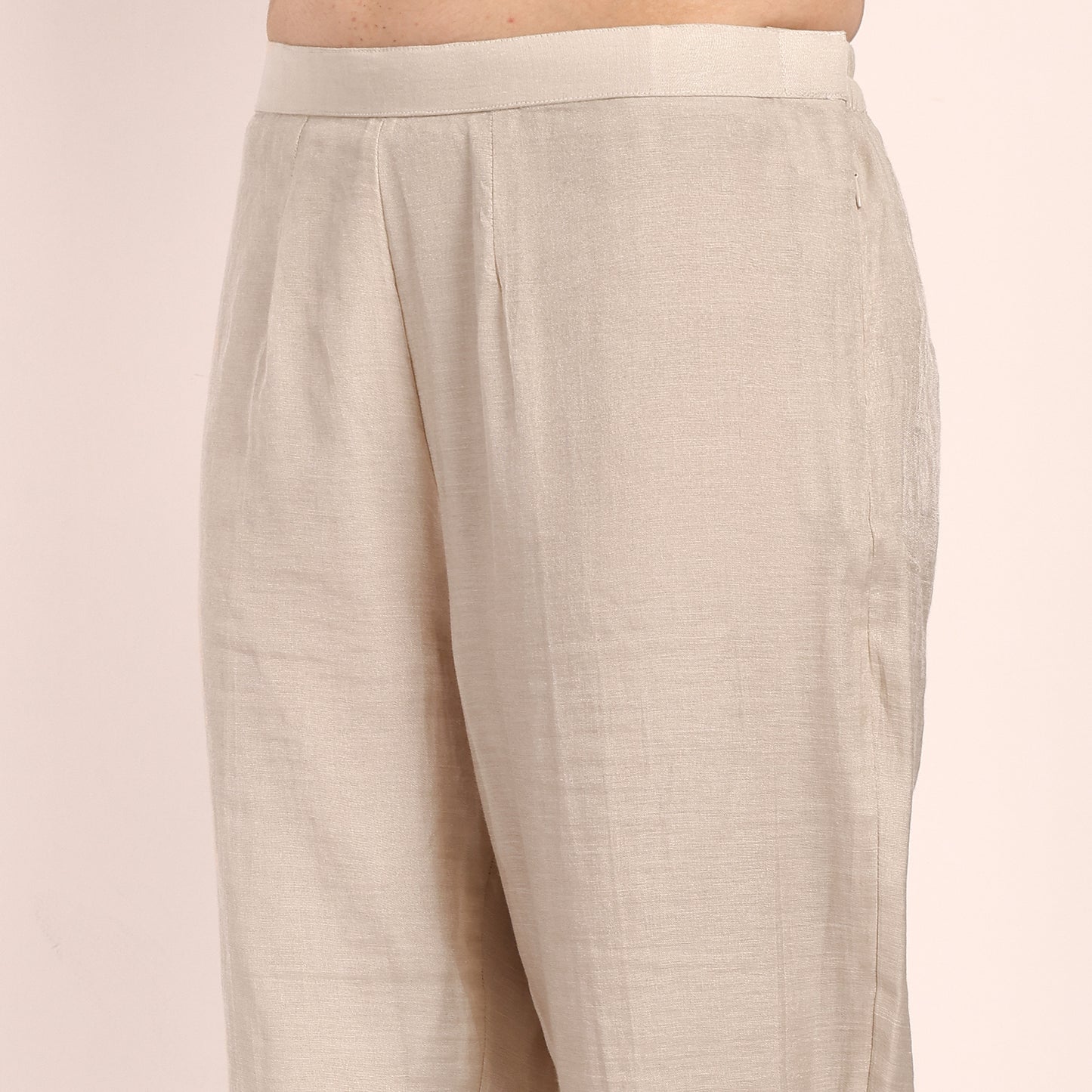 Chanderi Tissue Kurta/ Pant with Bead and Hand Embroidery