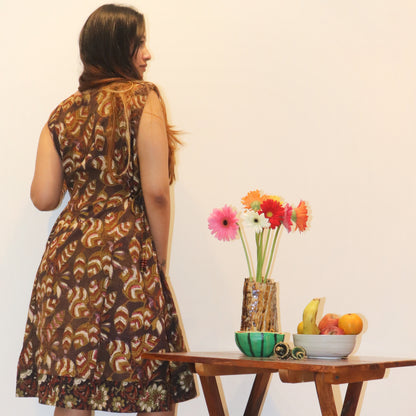 Brown/Green Block Printed Dress