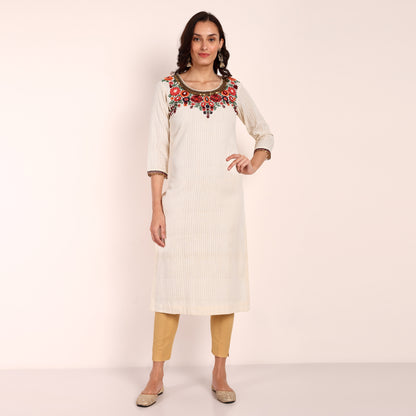 Hand Embroidered Kurta with Metal Beads