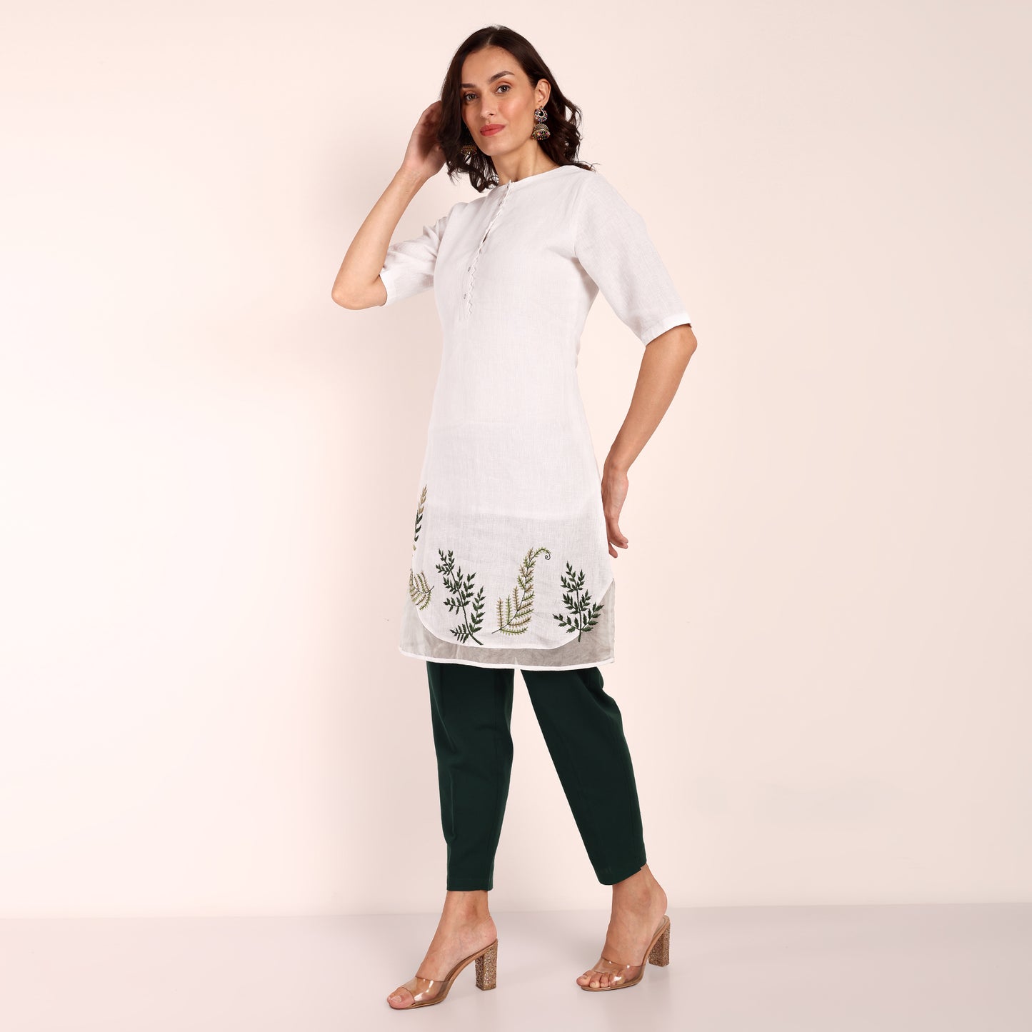 White Fern Linen Dress