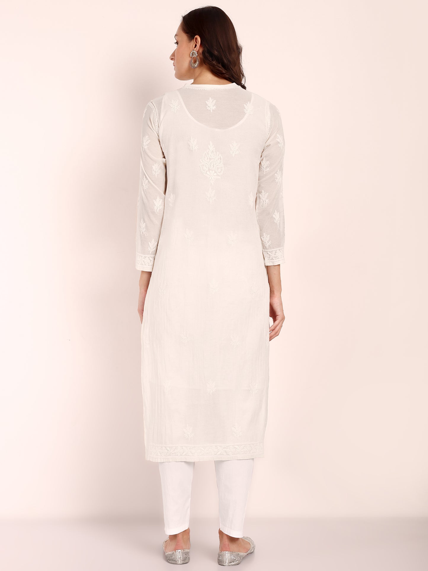 Off-White Chanderi Chikankari Kurta