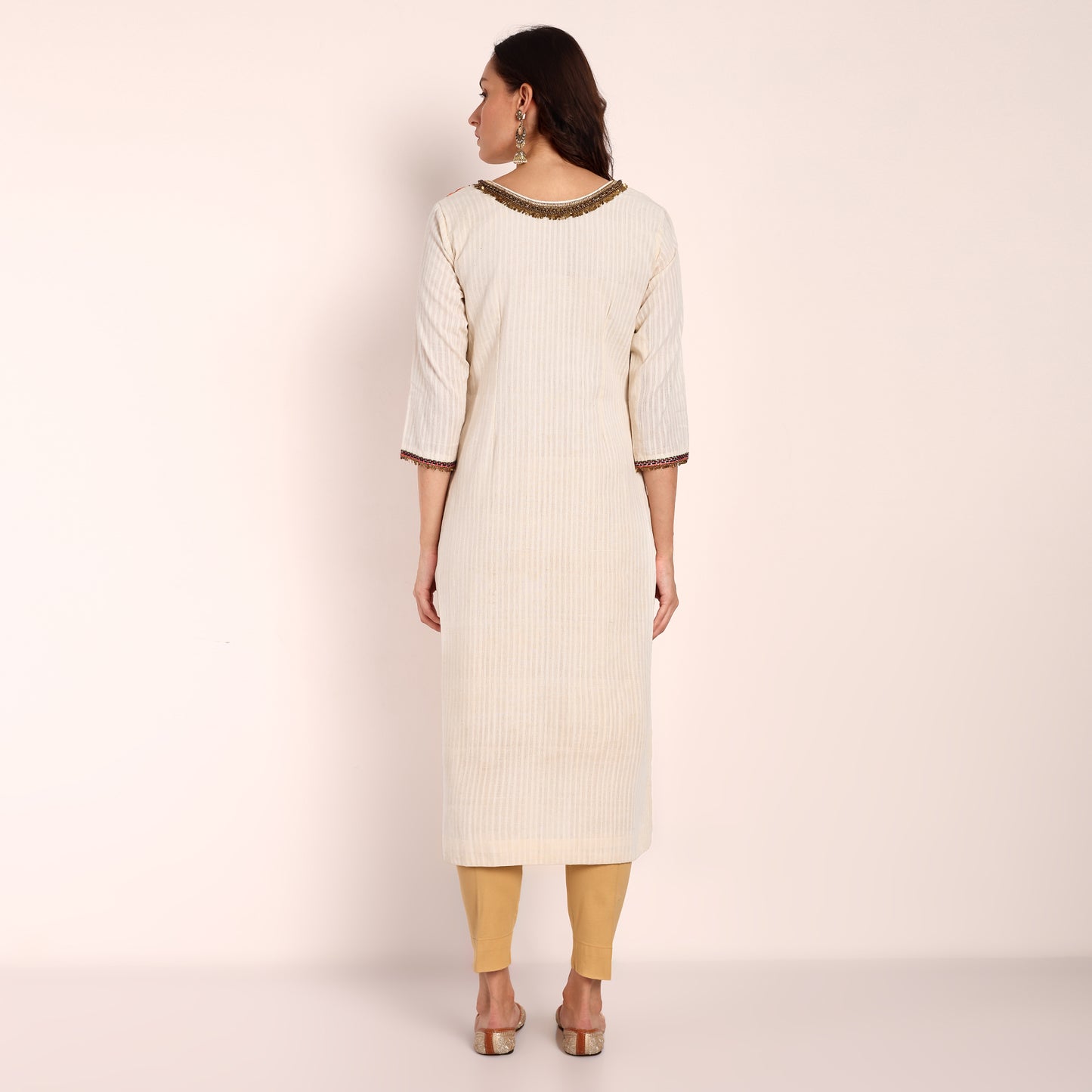 Hand Embroidered Kurta with Metal Beads