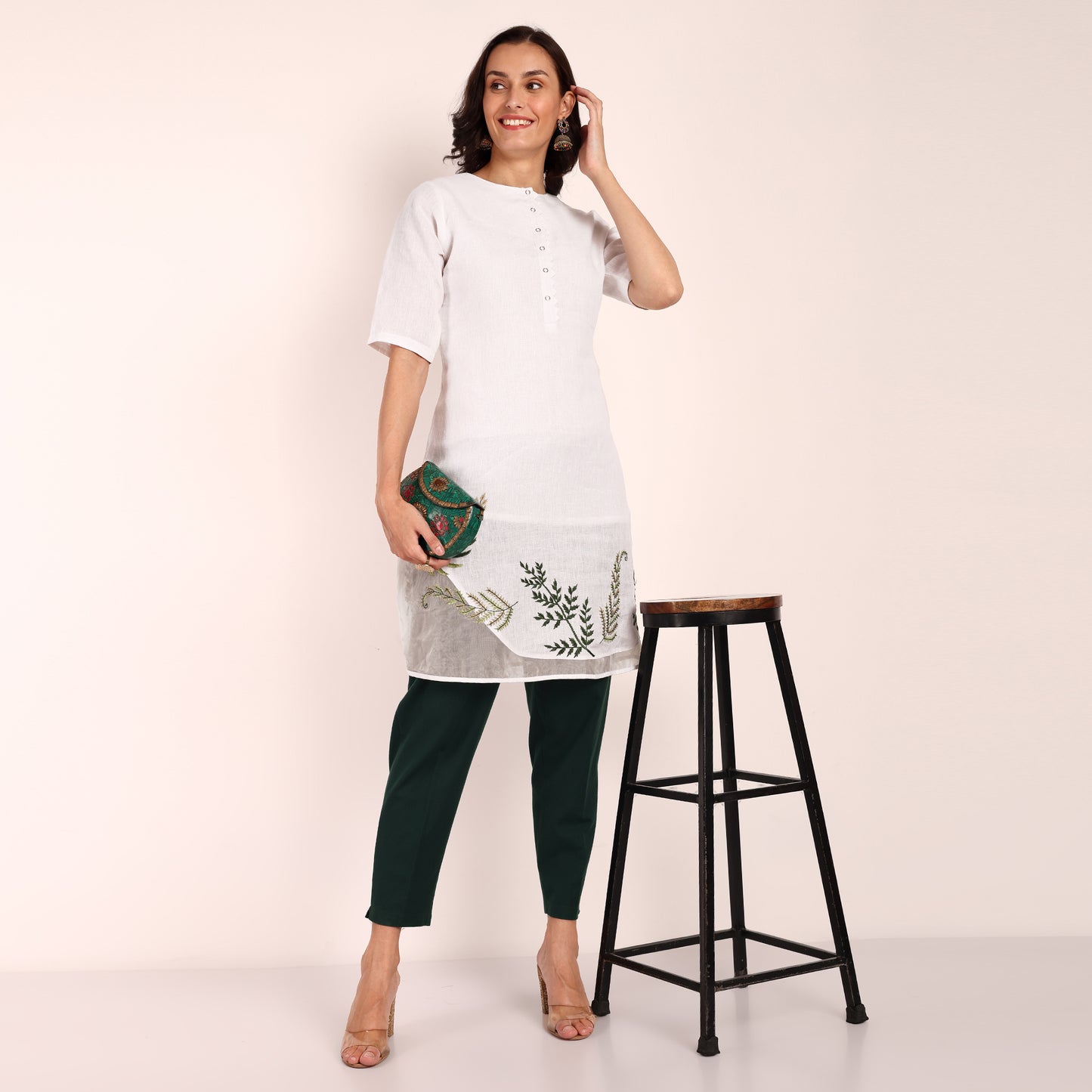 White Fern Linen Dress