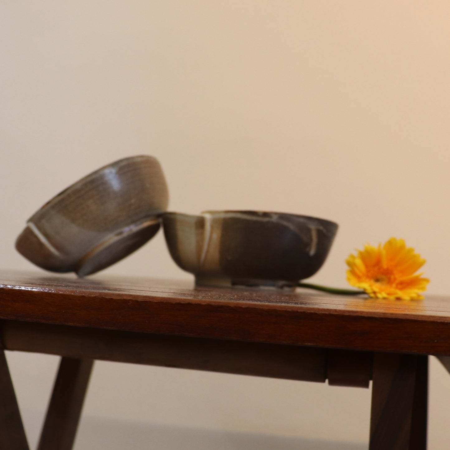 Hand Made Black & White Pottery Bowls