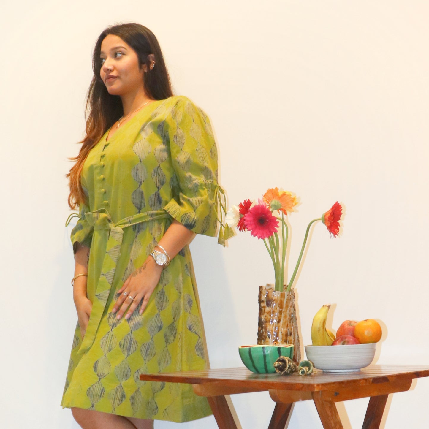 Blue Green Shibori Dress